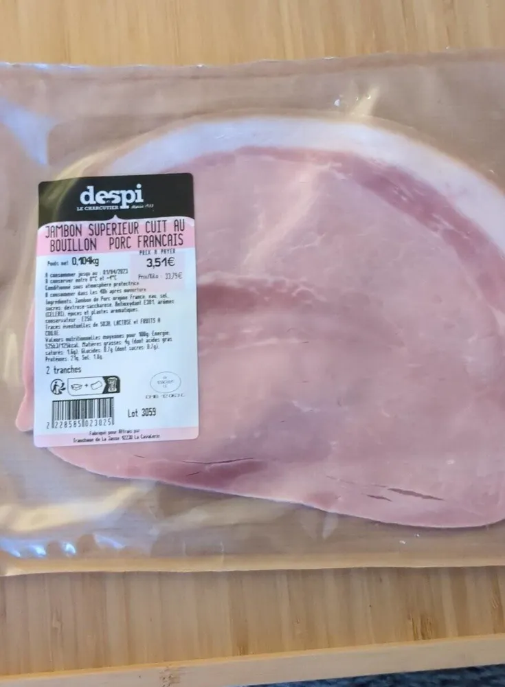 Jambon supérieur cuit au bouillon porc français