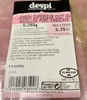 Jambon superieur cuit bouillon porc francais
