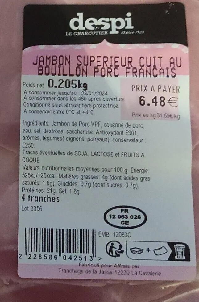 Jambon supérieur cuit