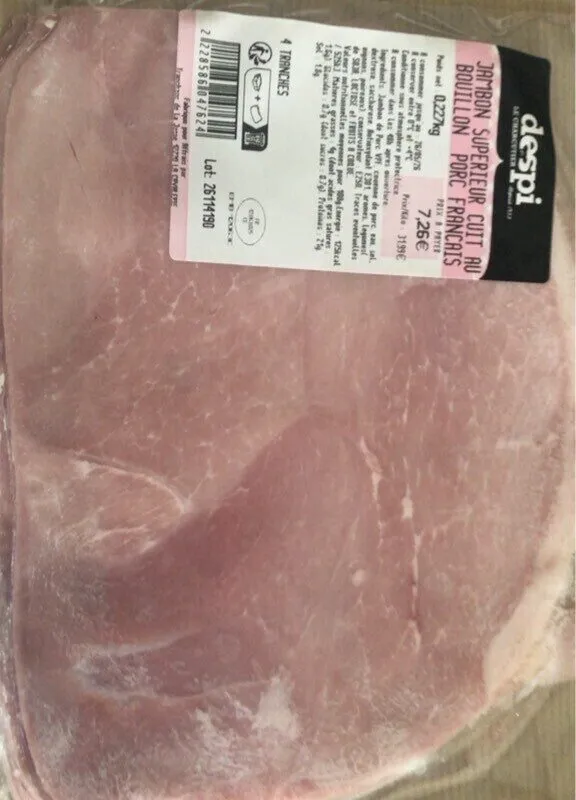 Jambon superieur cuit au bouillon porc francais