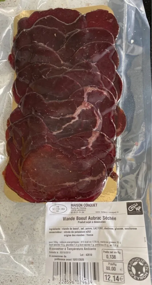 Ciande de boeuf aubrac séchée