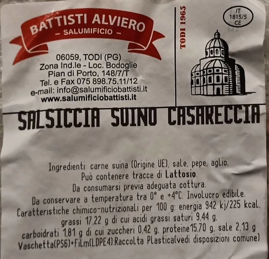 Salsiccia suino casareccia