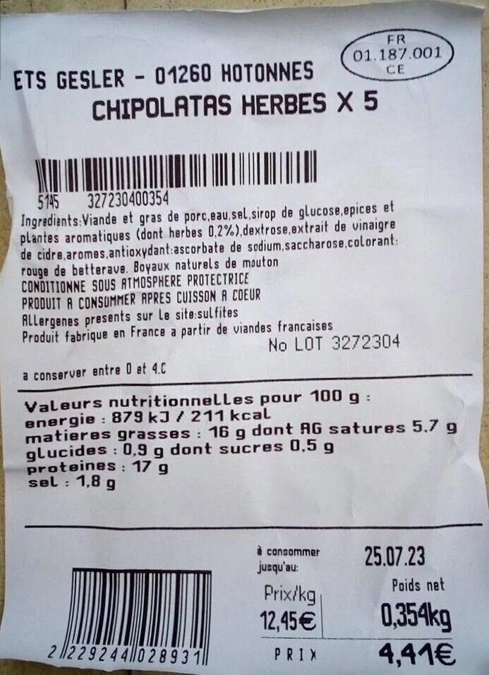 Chipolatas aux herbes