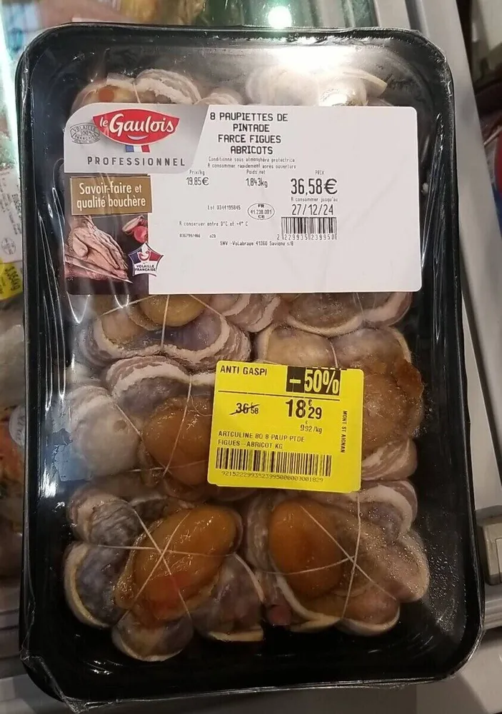 8 PAUPIETTES DE PINTADE FARCE FIGUES ABRICOTS