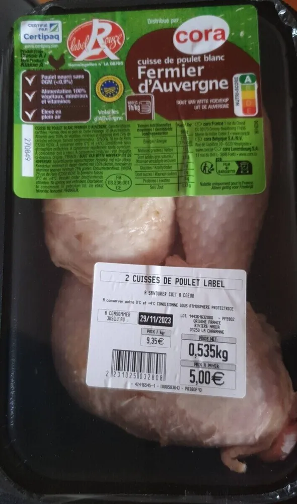 Cuisse de poulet blanc fermier d'Auvergne