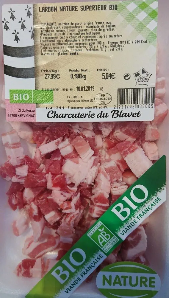Lardon nature supérieur bio