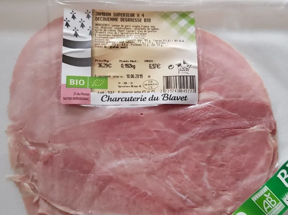 Jambon supérieur x4 decouenné régressé bio