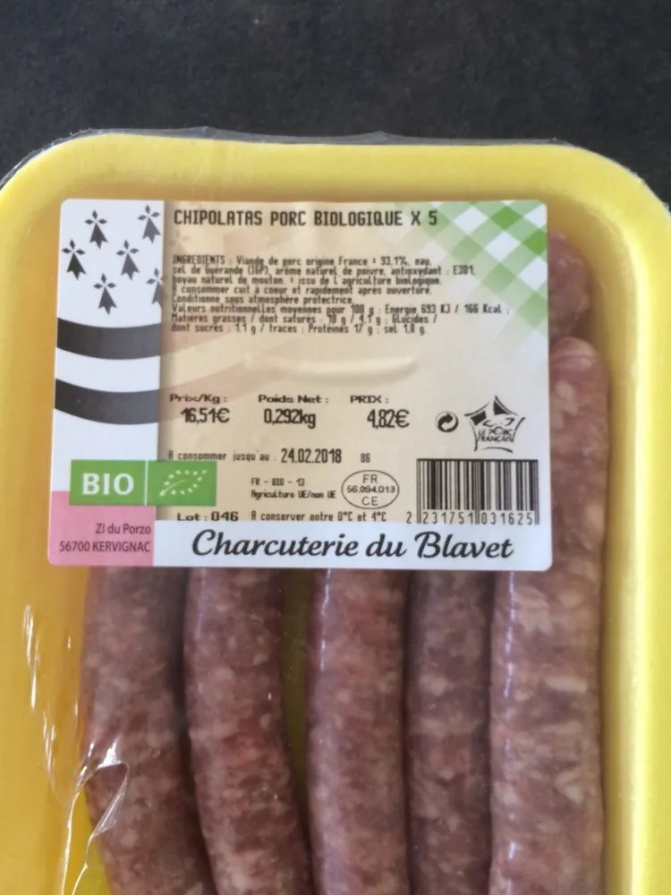 Chipolatas porc biologique