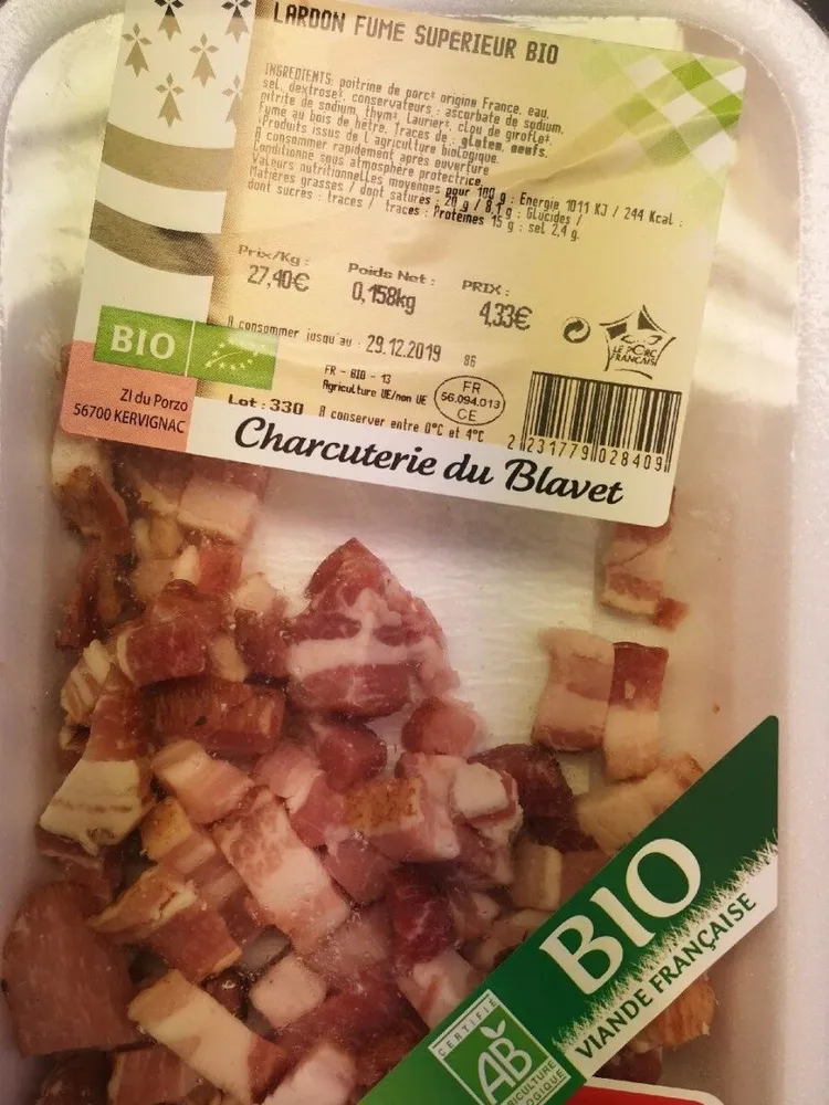 Lardons fumé supérieur Bio