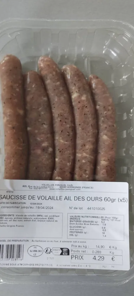 Saucisses de volaille des ours