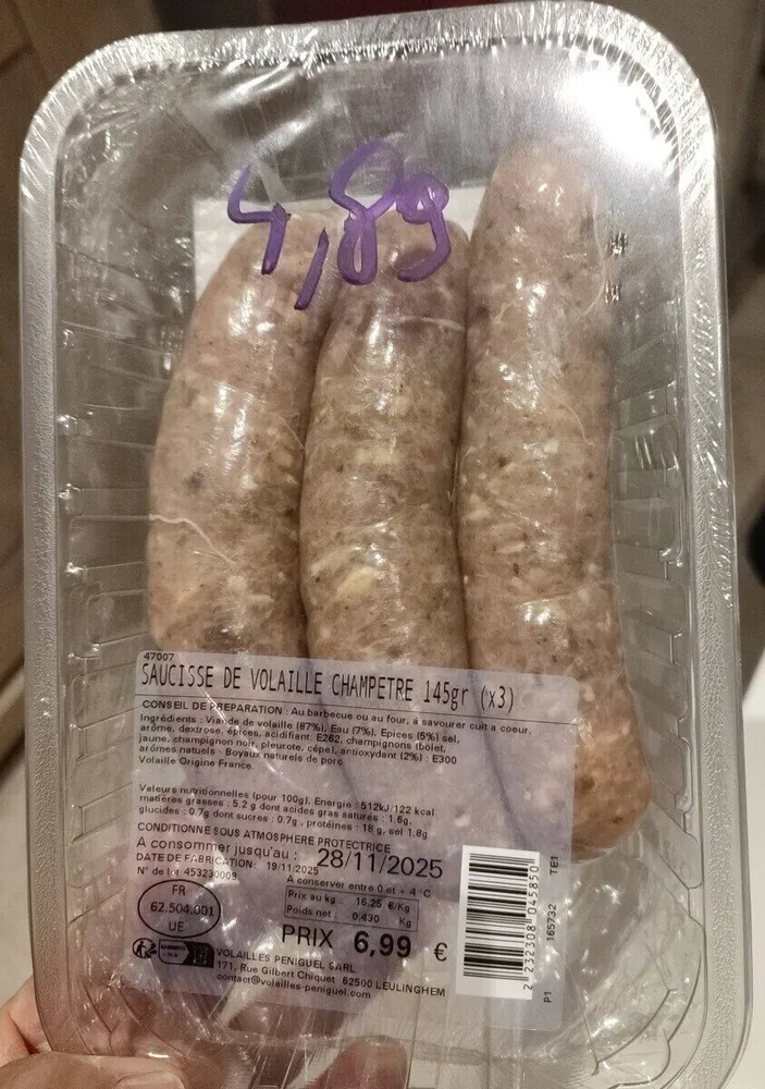 Saucisse de volaille champêtre