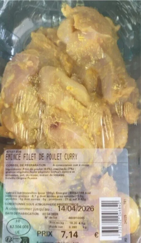 Emincé filet de poulet curry