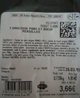 saucisse porc et boeuf persillé