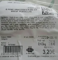 6 mini saucisses porc et boeuf persilee