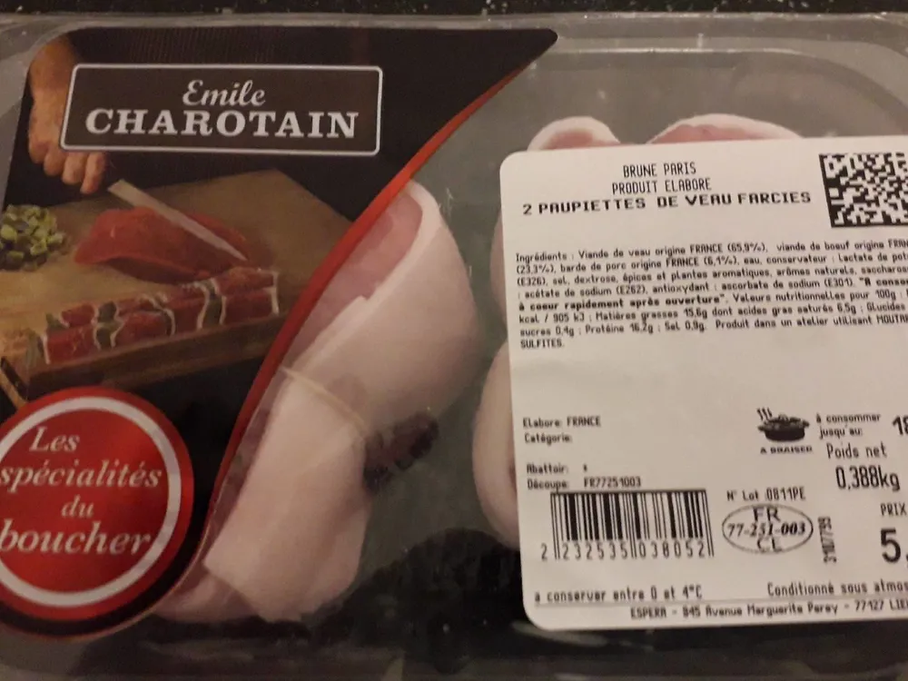 Paupiette de veau farcie