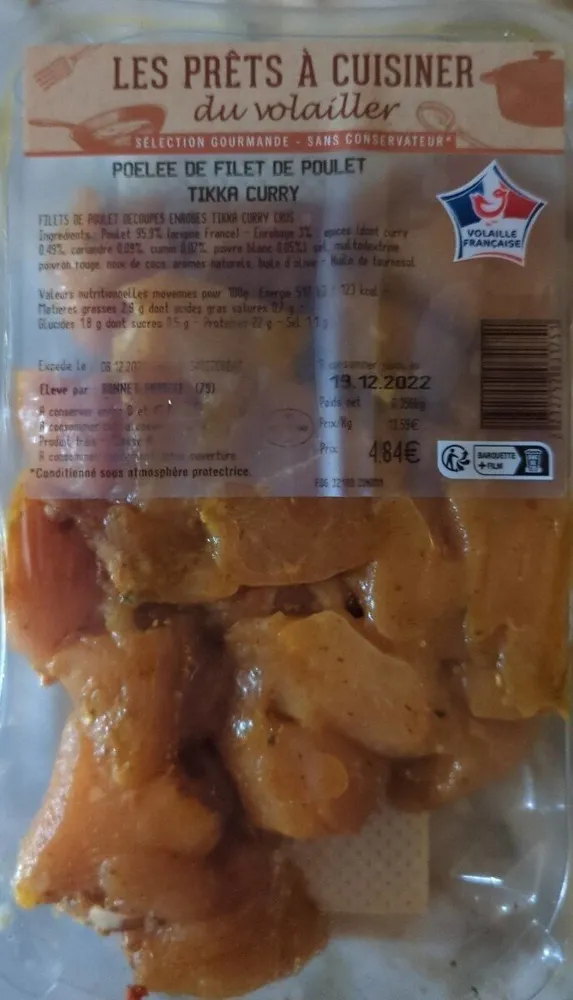 Poêlée de filet de poulet - Tikka Curry