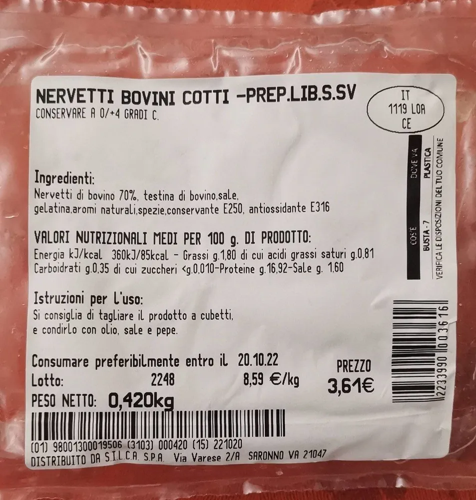 Nervetti bovini cotti