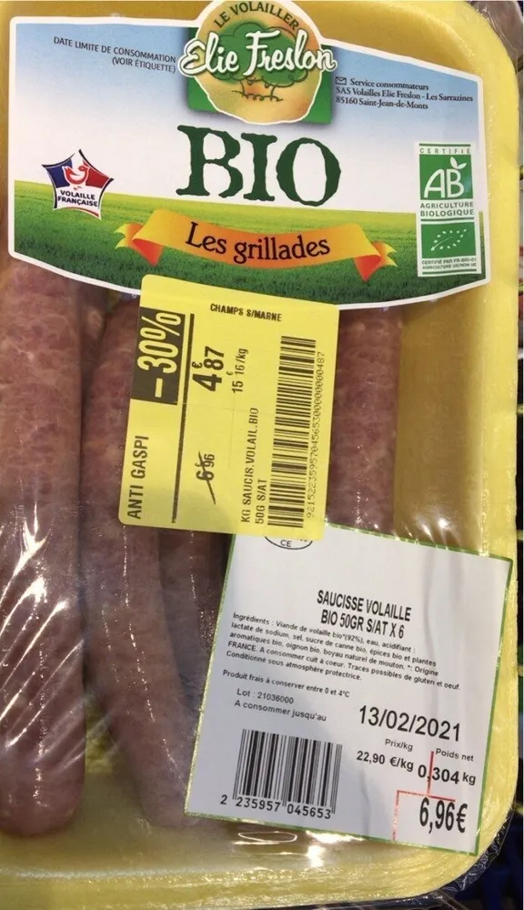Saucisse volaille bio