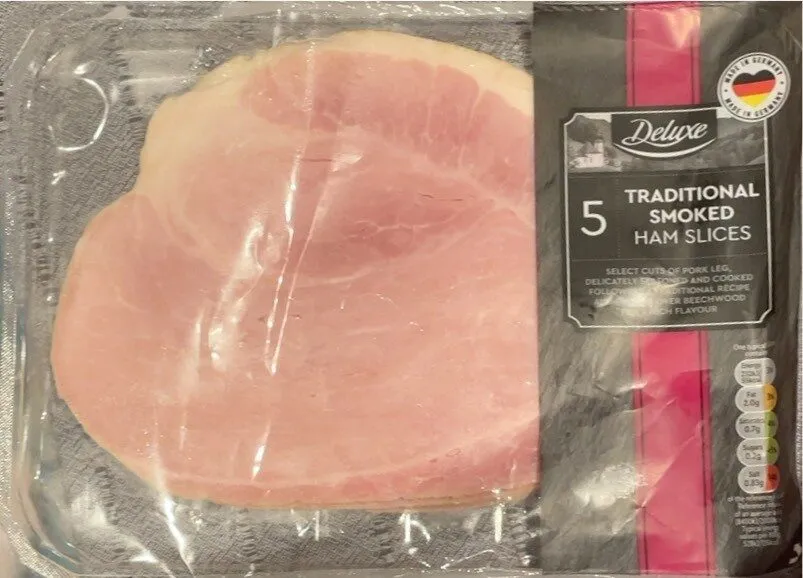 Cooked and smoked ham slices
