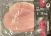 Cooked and smoked ham slices
