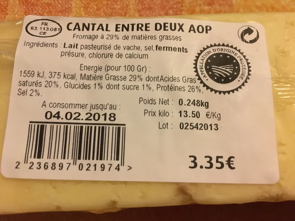 CANTAL ENTRE DEUX AOP
