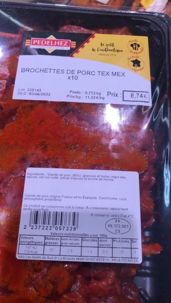 Brochettes de porc tex mex