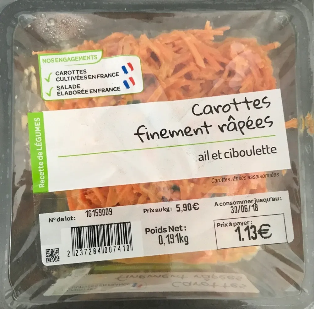 Carottes finements râpées