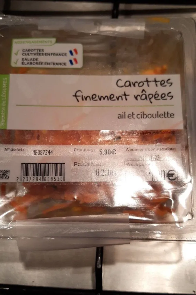 Carottes finement rapees