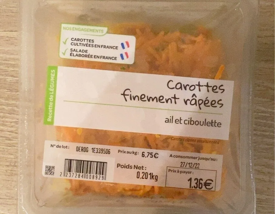 carotte finement râpées