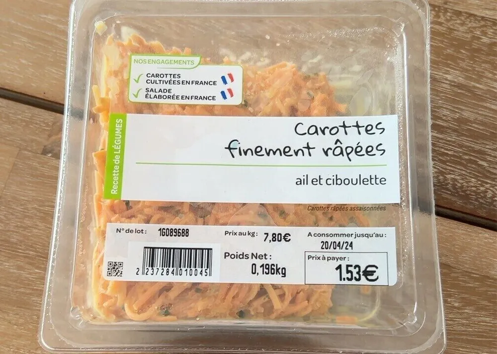 Carottes finement râpées