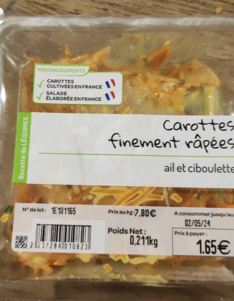 Carottes finement râpées