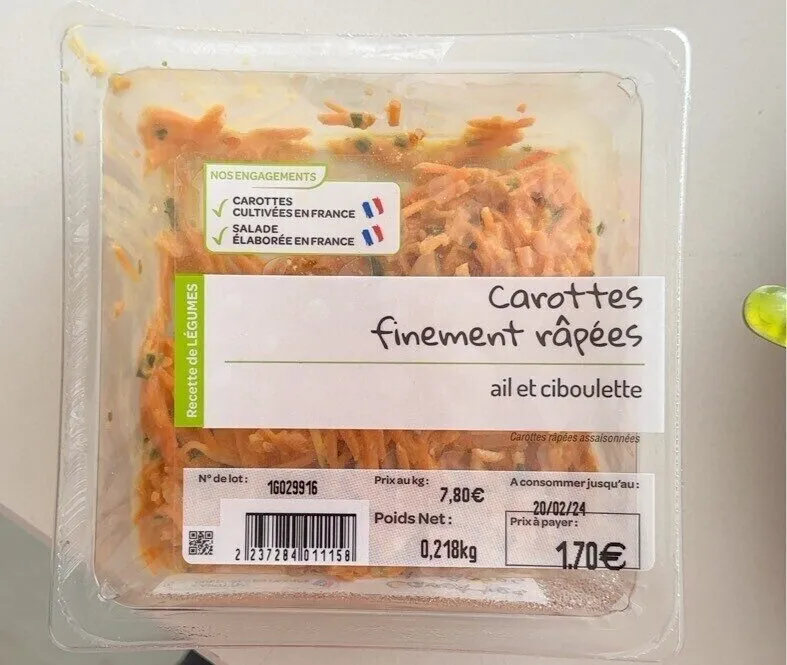 Carottes finement rapees