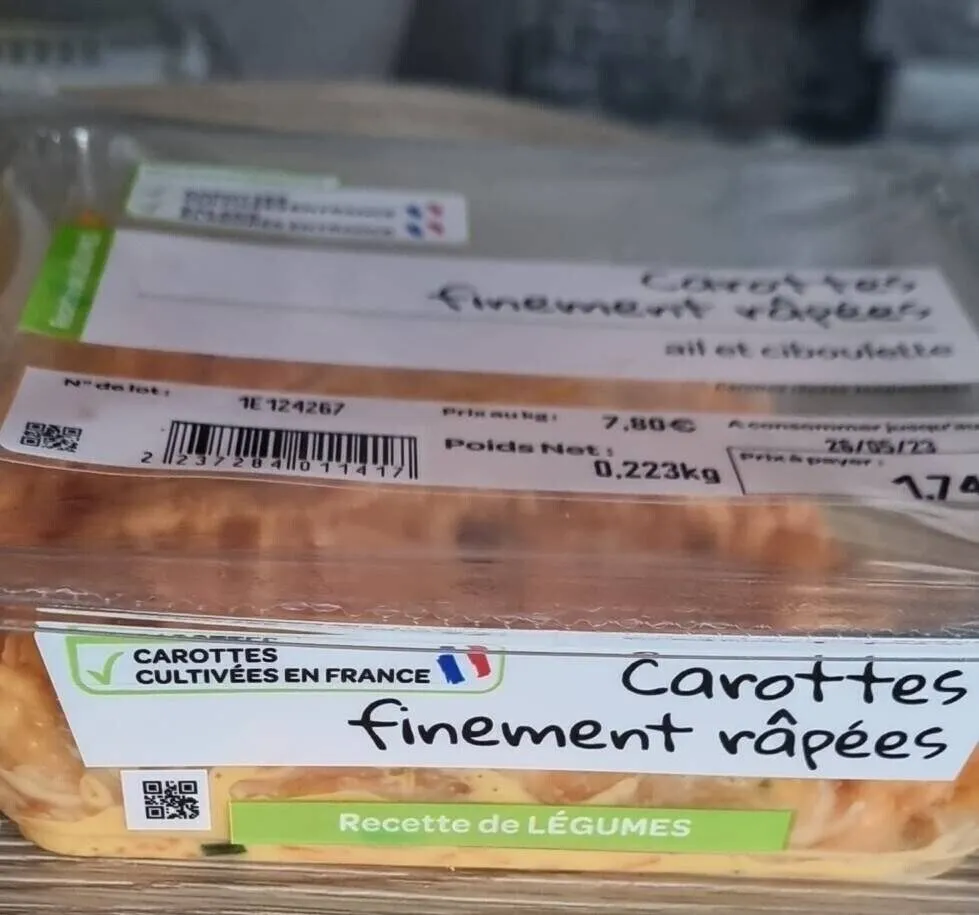 Carottes finement râpées