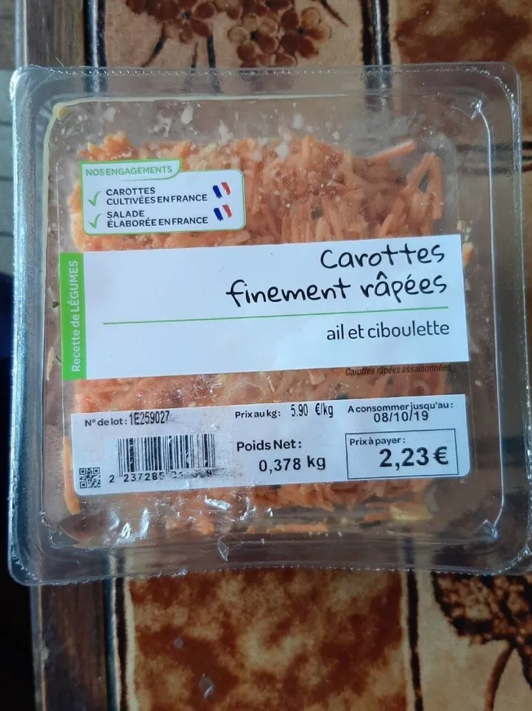 Carottes finement râpées