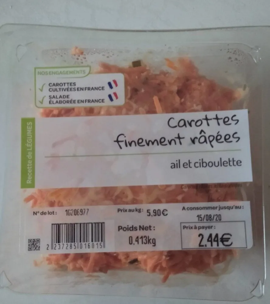 Carottes finement râpées