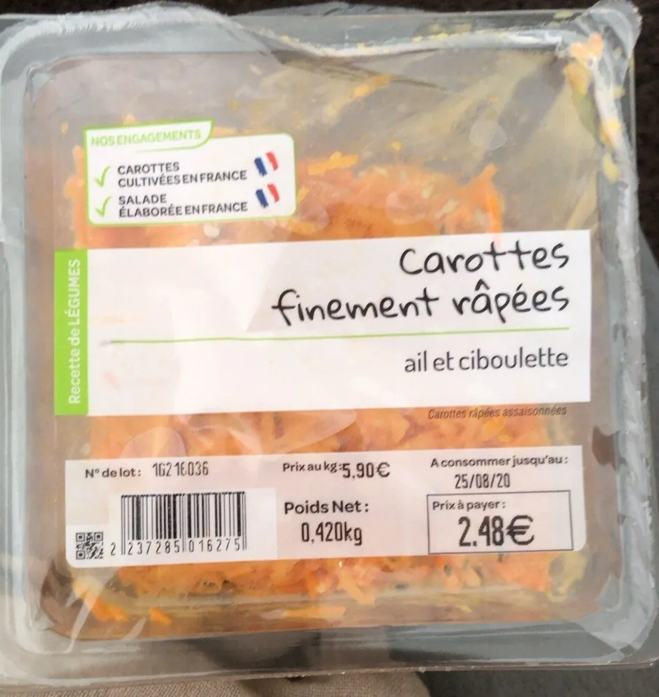 Carottes finement rapees