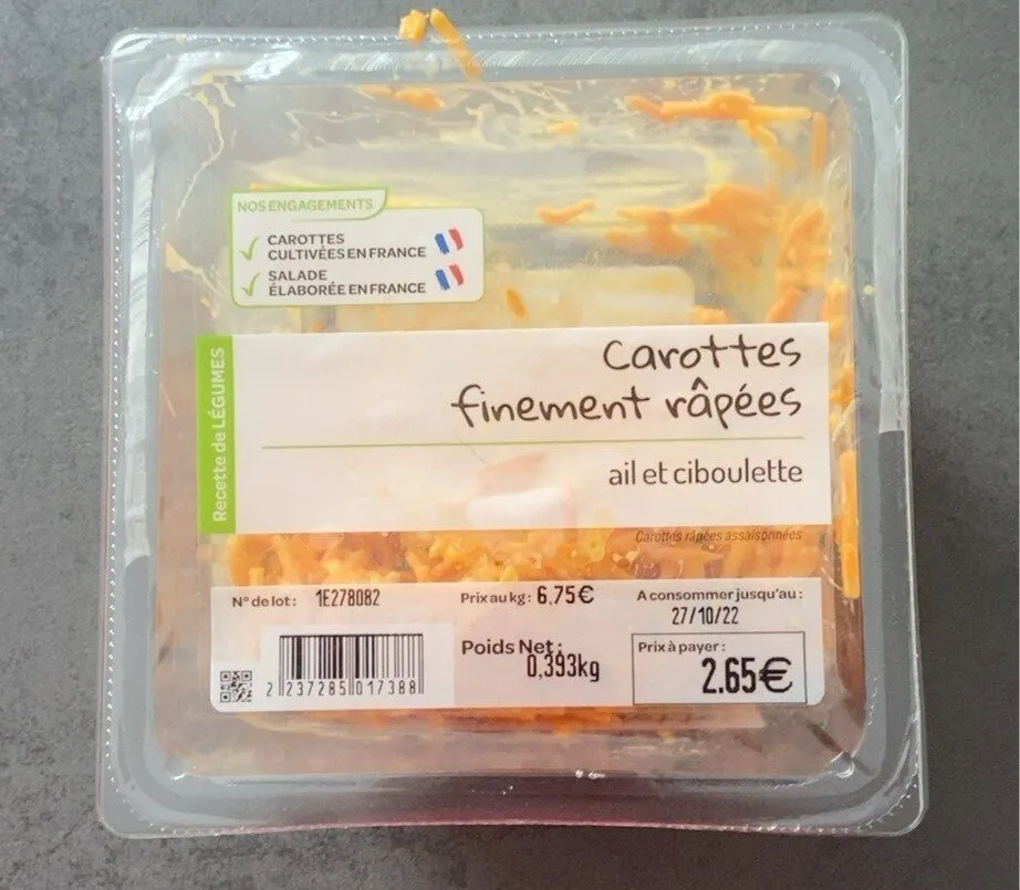 Carottes finement râpées