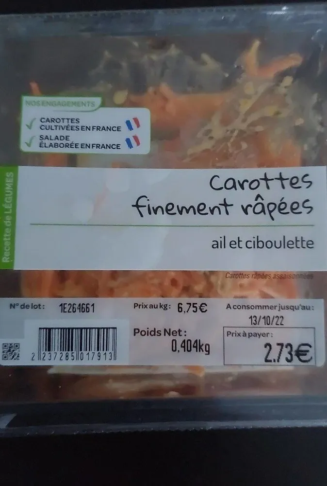 Carottes finement râpées
