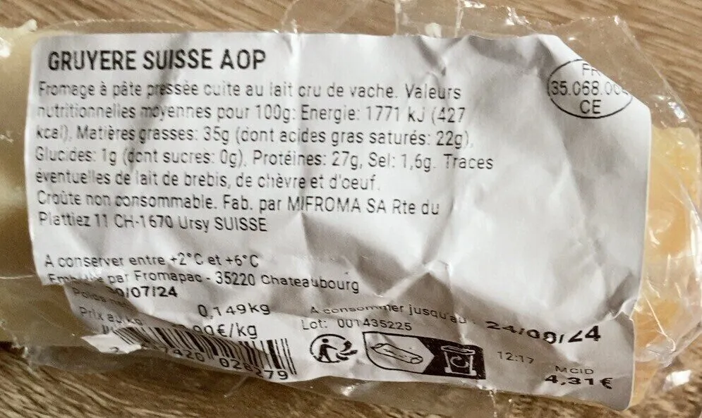 Gruyère suisse AOP