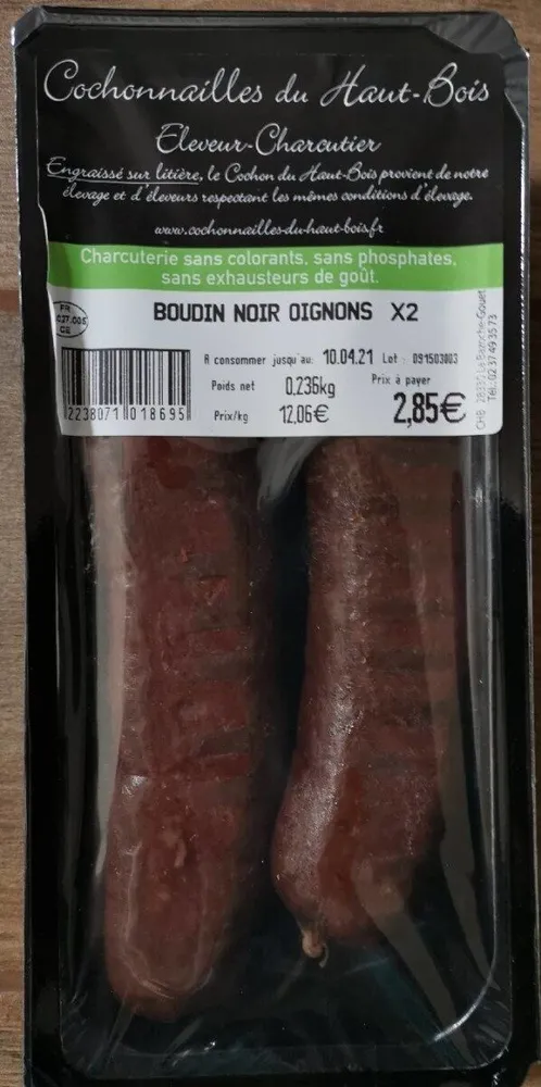 Boudin noir oignons x2