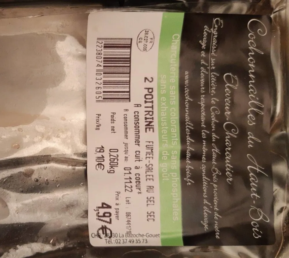Poitrine fumée salée