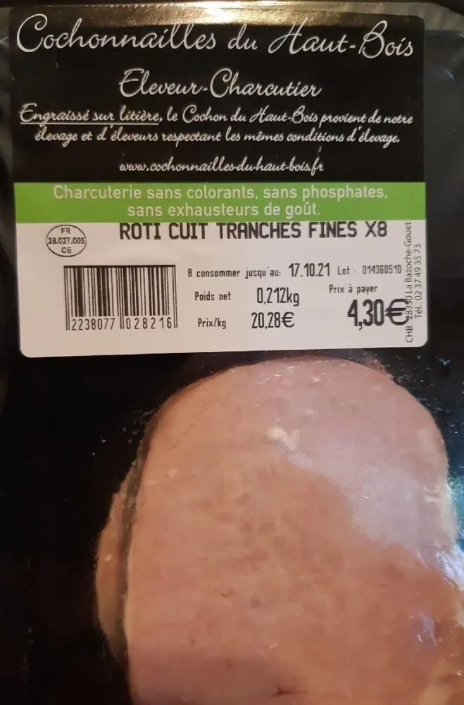 Roti cuit tranches fines X8