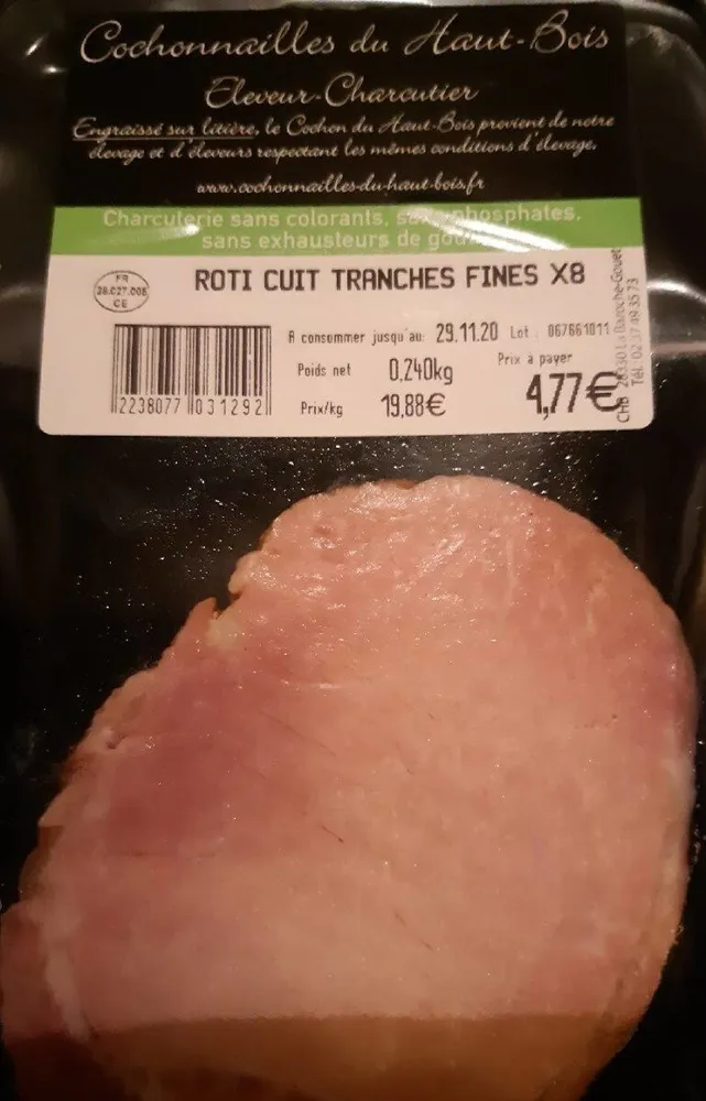 Roti cuit tranches fines X 8