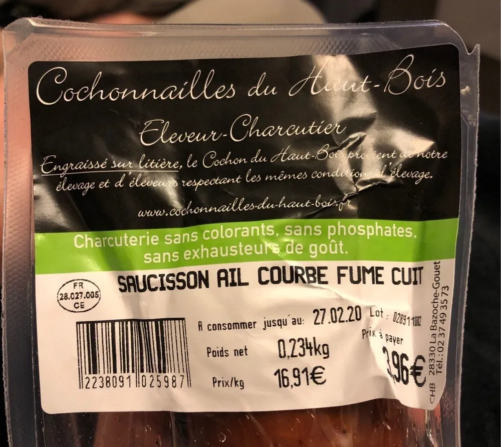 Saucisson ail fumé cuit