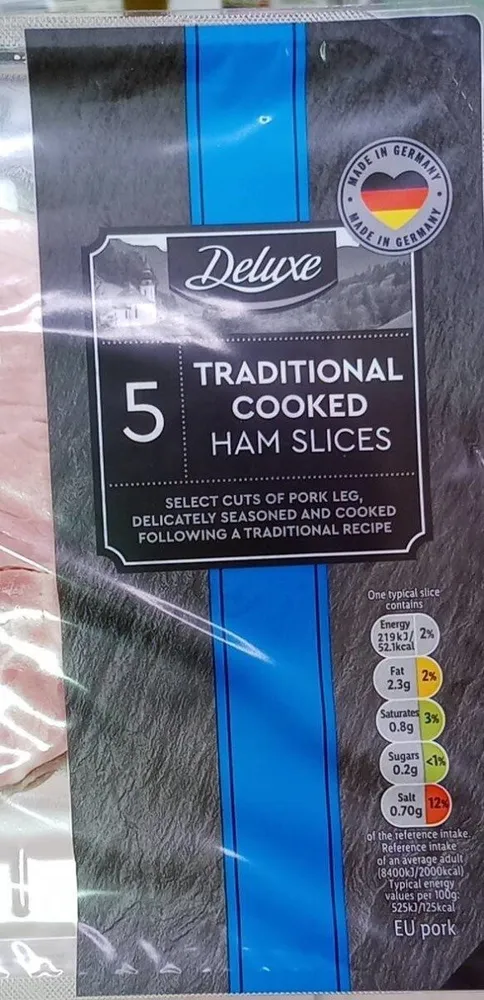 traditional cooked ham slices