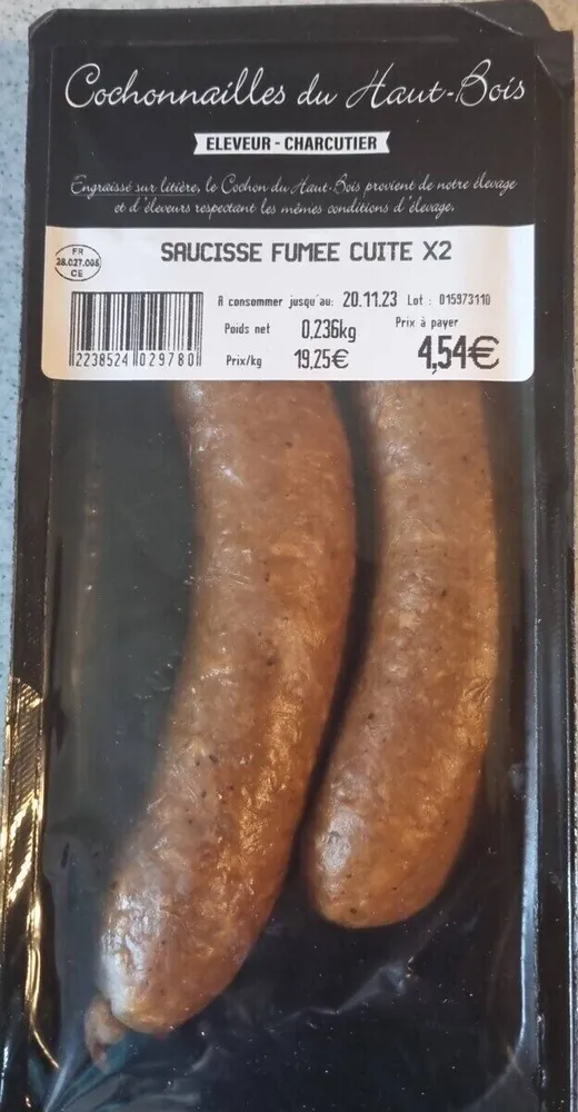 Saucisse fumée cuite x 2
