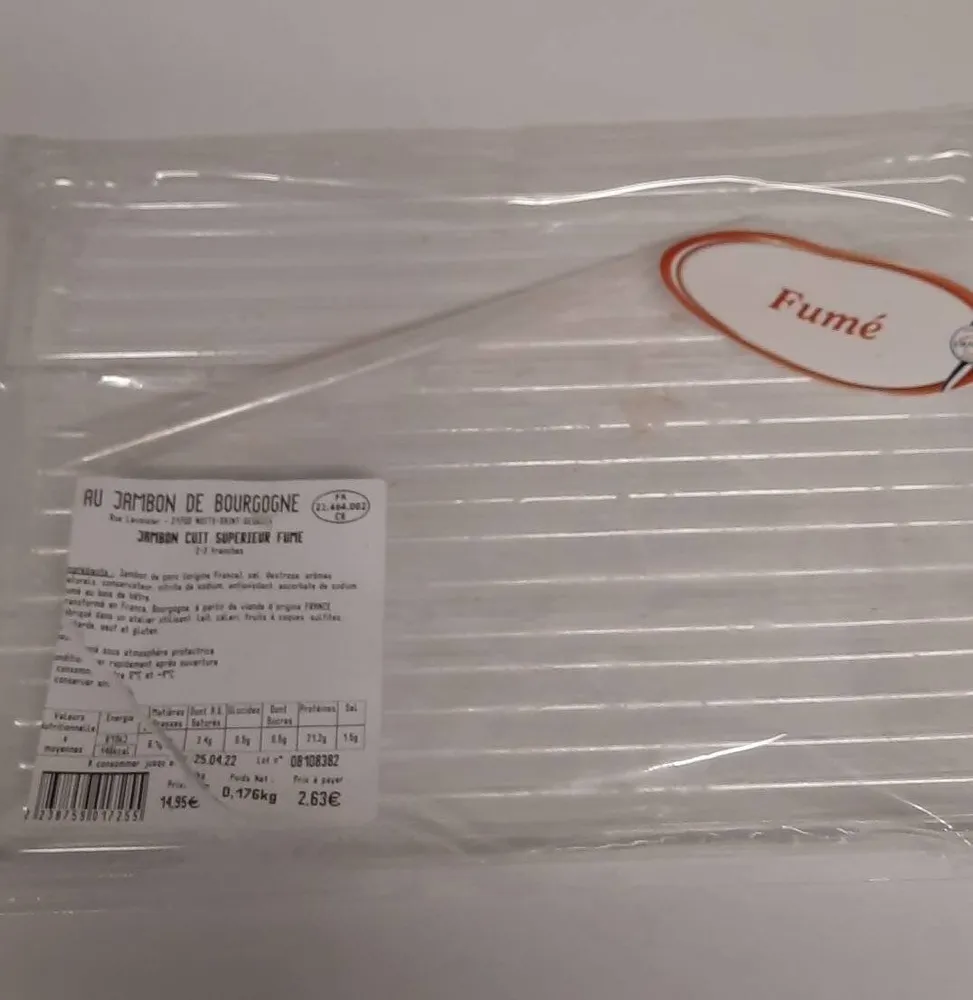 Jambon cuit supérieur fumé