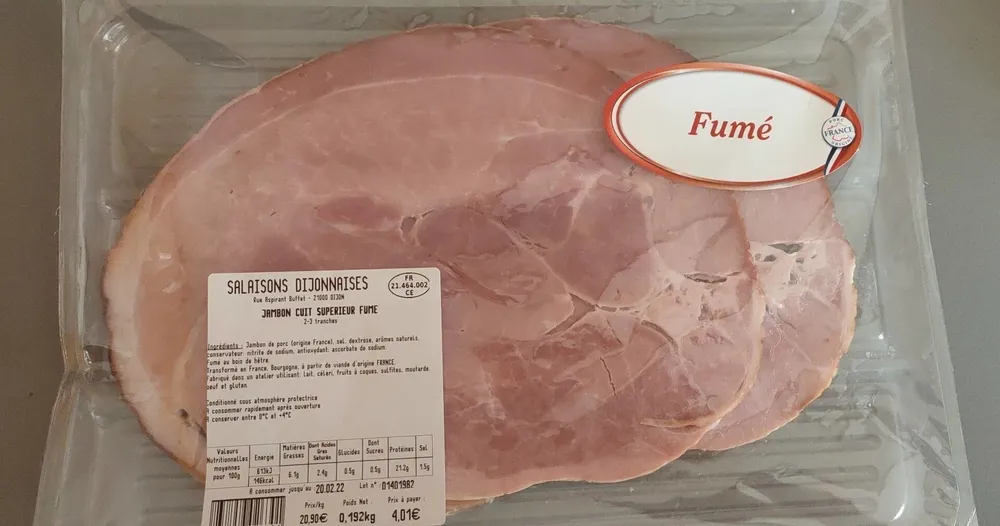 Jambon cuit supérieur fumé