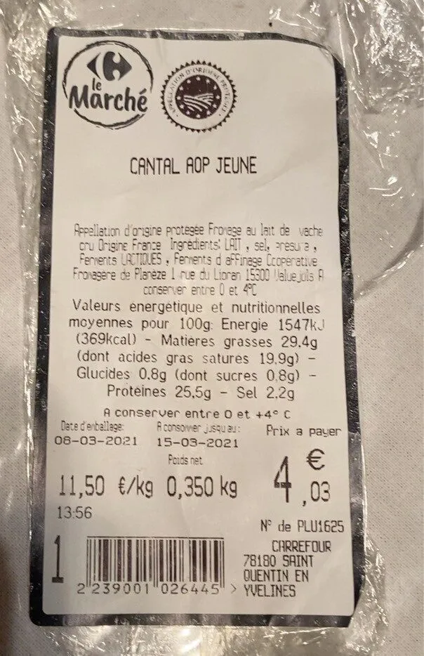 Cantal aop jeune