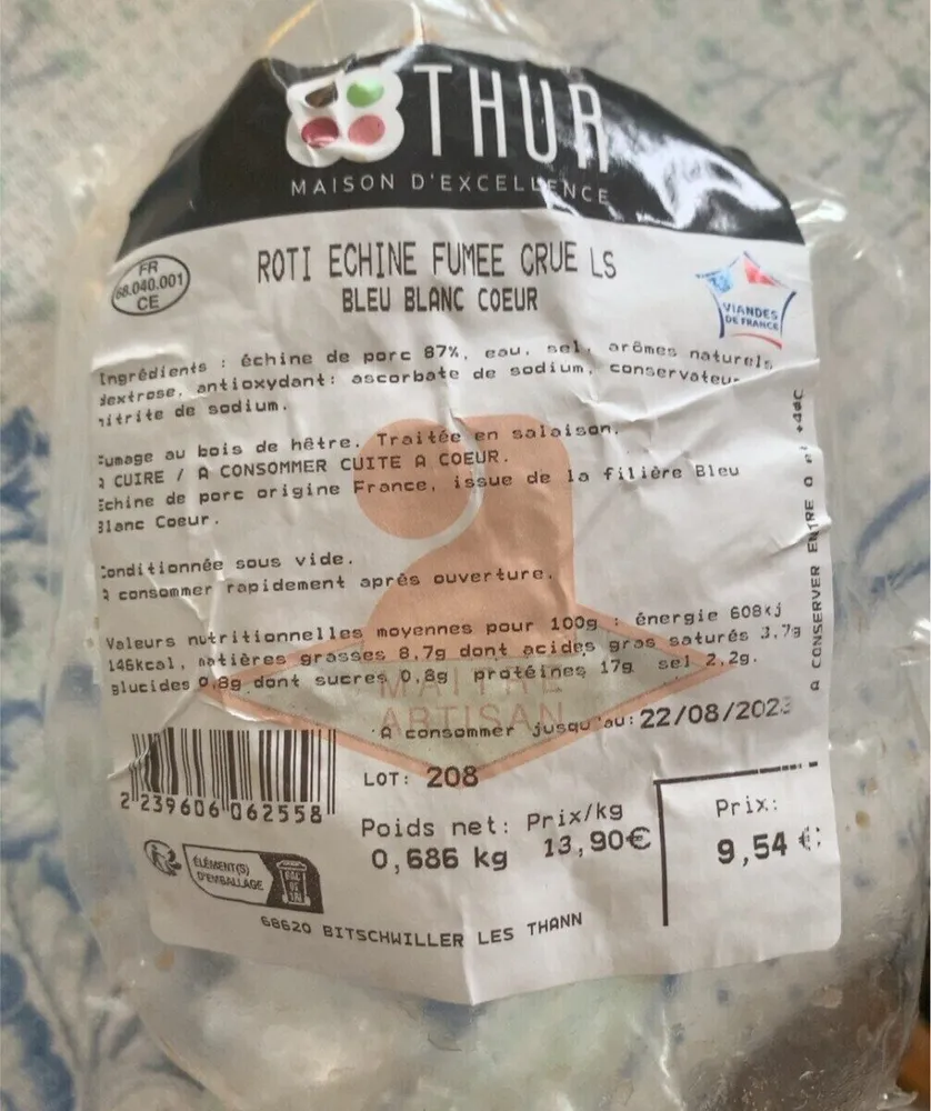 Roti echine fumée crue